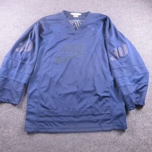 Vintage Nike Jersey Shirt Mens Medium Blue 30 Hockey V Neck Mesh Logo 3/4 Sleeve